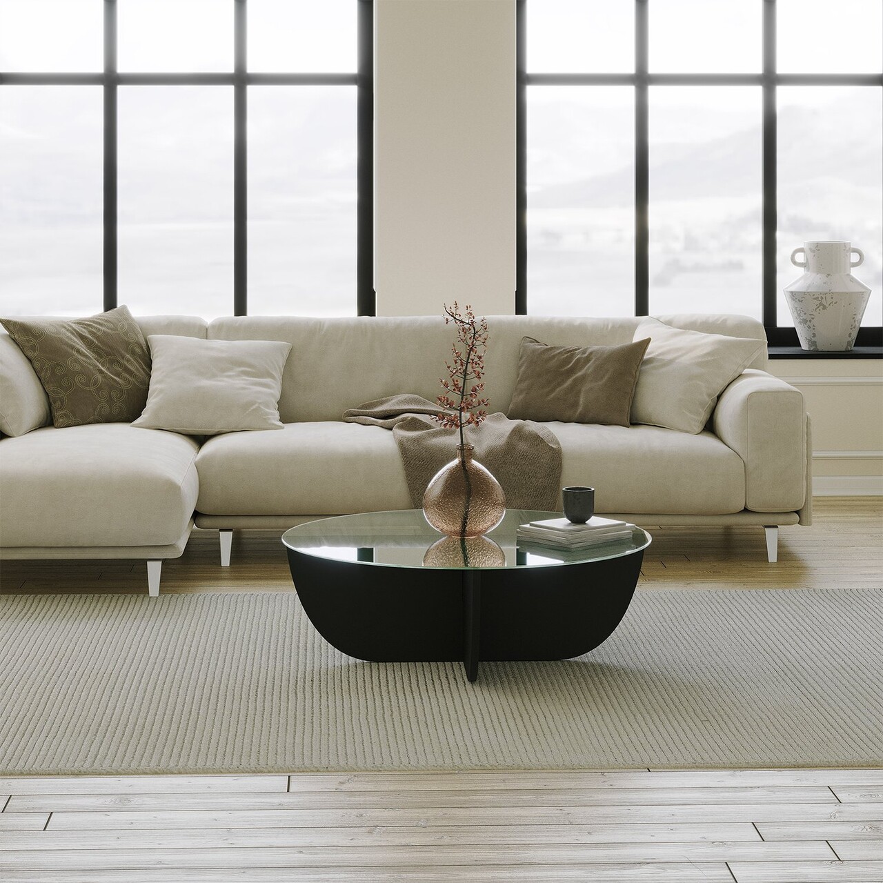 Masuta de cafea, Hanah Home, Lily, 90x30x90 cm, Negru - imagine 6